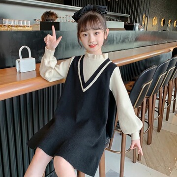 女童针织连衣裙秋冬童装小女孩裙子洋气公主裙秋冬毛衣裙-阿里巴巴