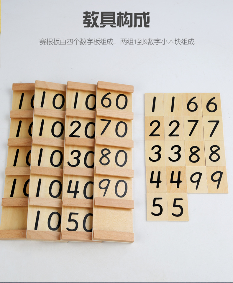 蒙氏数学教具塞根板蒙式数学认知赛根100数字家装小塞根板教玩具