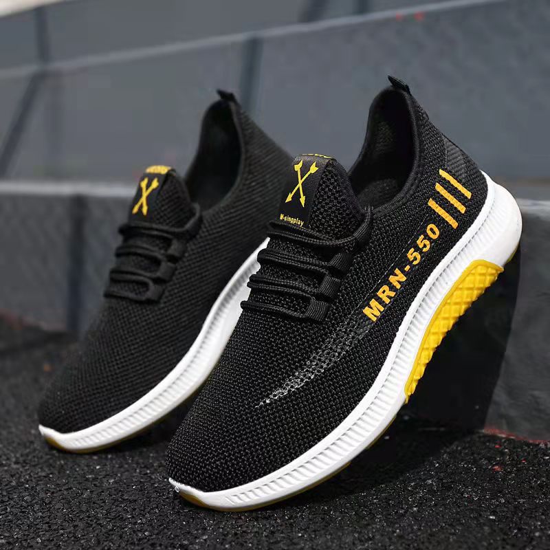 Trendy Shoes New Flying Woven Breathable Sports Shoes Men's Autumn Men's Shoes Casual Shoes Lazy Shoes Trendy Running Shoes