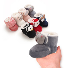 婴儿棉鞋冬款高筒0-1岁儿童卡通可爱学步鞋 软底婴儿靴宝宝鞋加绒