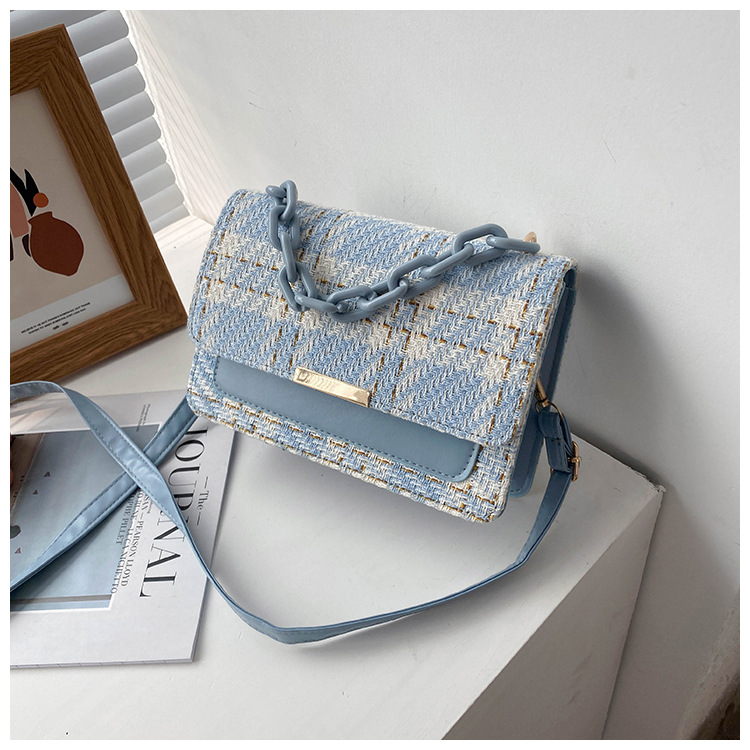 Women's Bag 2021 New Trendy Women's Bags Fashion Plaid Shoulder Small Square Bag Chain Portable Crossbody Shoulder Bag Wholesale