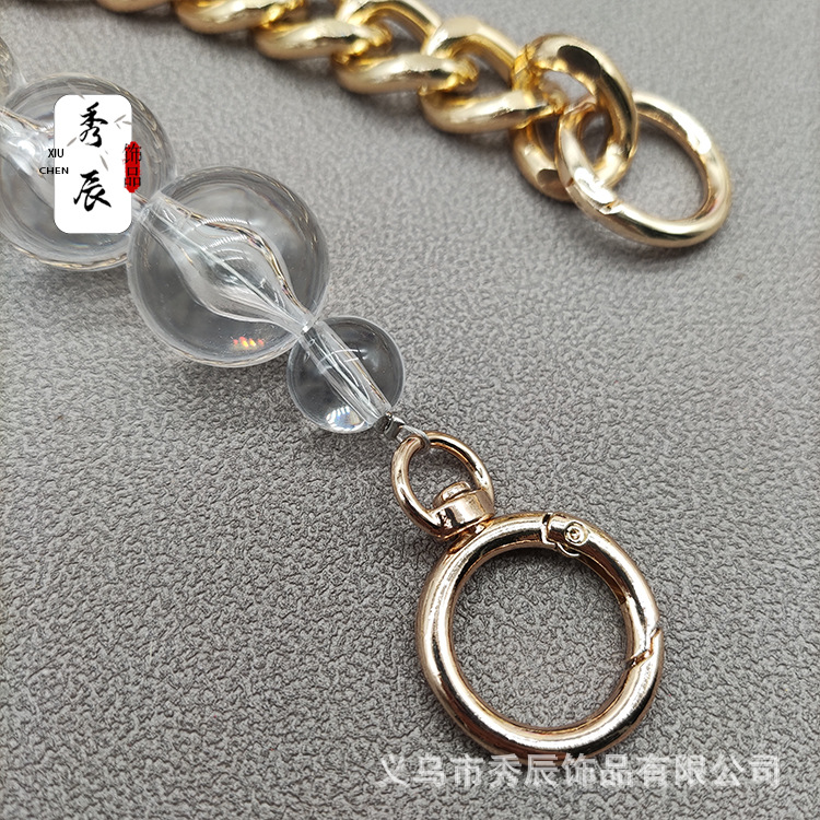 Bag Transformation Transparent Beads Extension One Shoulder Underarm Acrylic Mixed Gold Chain Detachable Chain