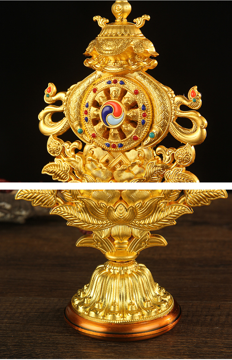 藏传八吉祥摆件吉祥八宝组合集合合金金轮法轮佛前供佛台用品