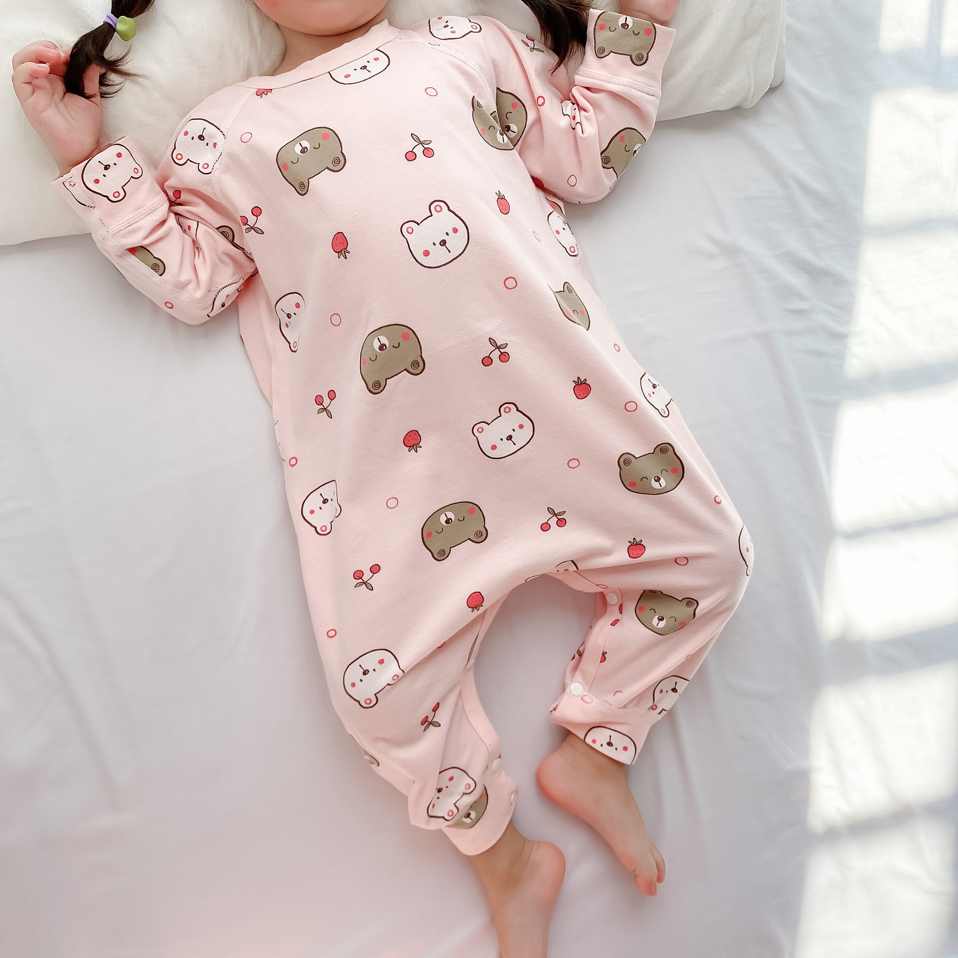春秋儿童纯棉连体衣男女童连体睡衣宝宝家居薄款卡通分腿睡袋婴儿