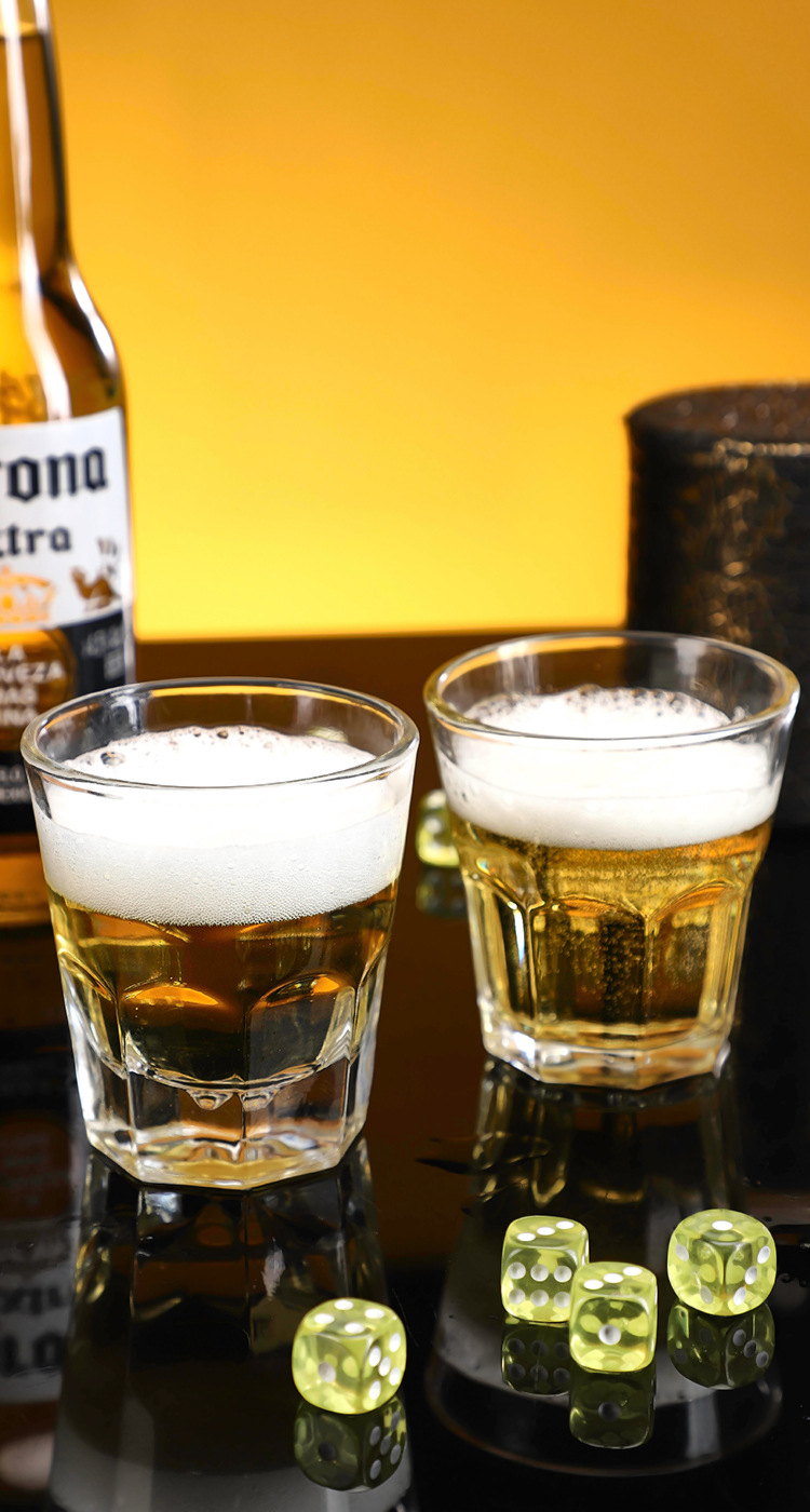 加厚钢化玻璃杯子 酒吧ktv透明防摔小啤酒杯八角杯水杯茶杯洋酒杯