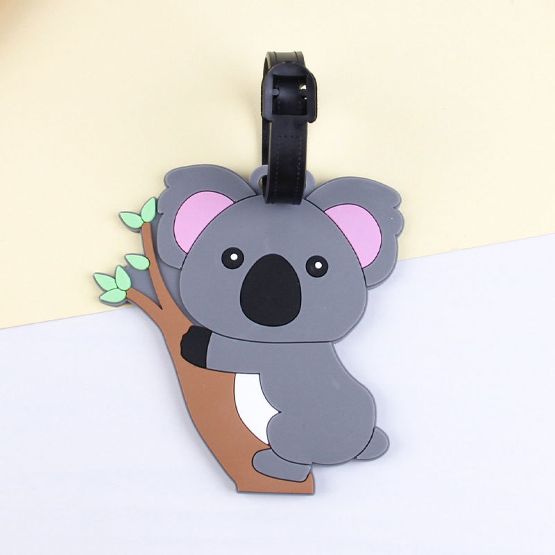 Airplane Boarding Pass Luggage Tag Cartoon PVC Soft Rubber Baggage Tag Cartoon Koala Card Cover