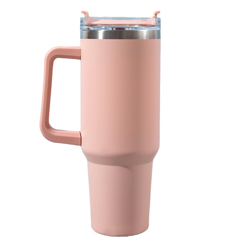 Cross-Border 40Oz Large Ice Cup 304 Stainless Steel Double-Layer Vacuum Plastic Spraying Cup Creative Outdoor Coffee Handle Cup