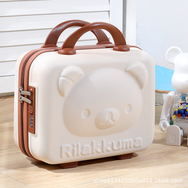 Bear Suitcase Cartoon Luggage Women's Portable Boarding Bag Hand Gift Box Child Storage Makeup Case 14-Inch