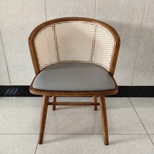 印尼真藤耐斯椅靠背扶手椅子藤编椅餐厅酒店家用书房卧室实木椅