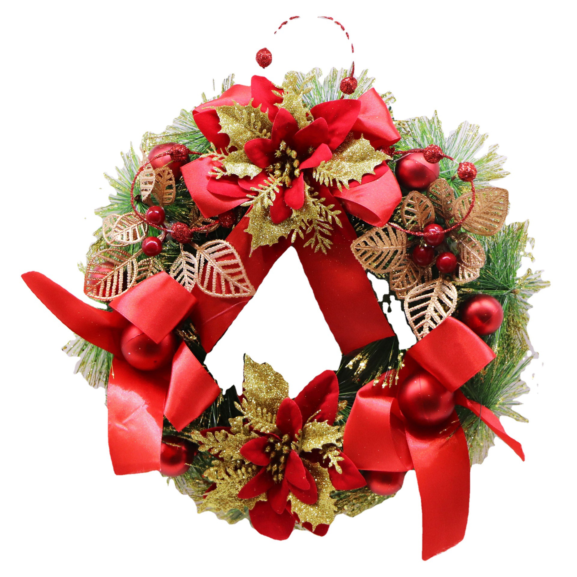 2022 New Christmas Decoration Garland Shopping Window Hotel Ornaments Pine Cone Wreath 25cm Scene Decorations
