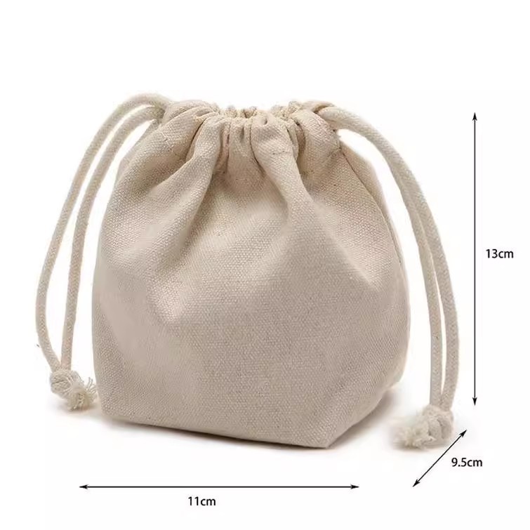 立体帆布束口抽绳袋便携化妆包旅行棉布收纳包水桶内胆包内衬袋子