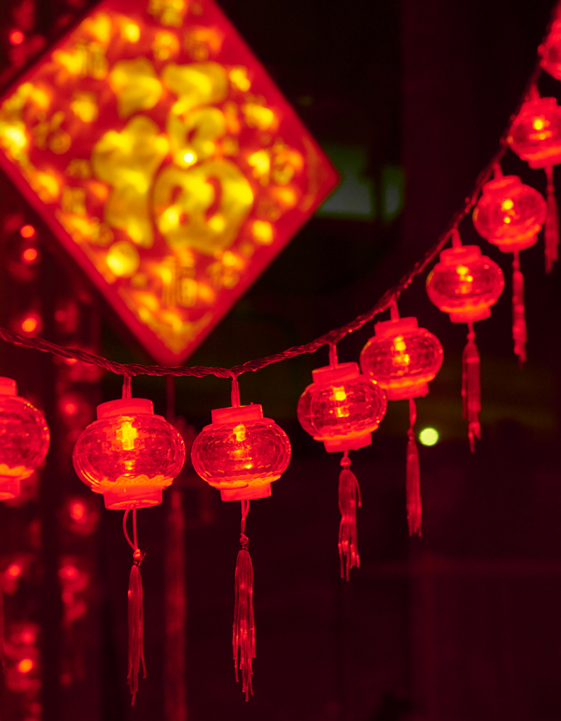 led中国风彩灯春节新年 小灯串挂件节庆元宵流苏红灯笼新春装饰灯
