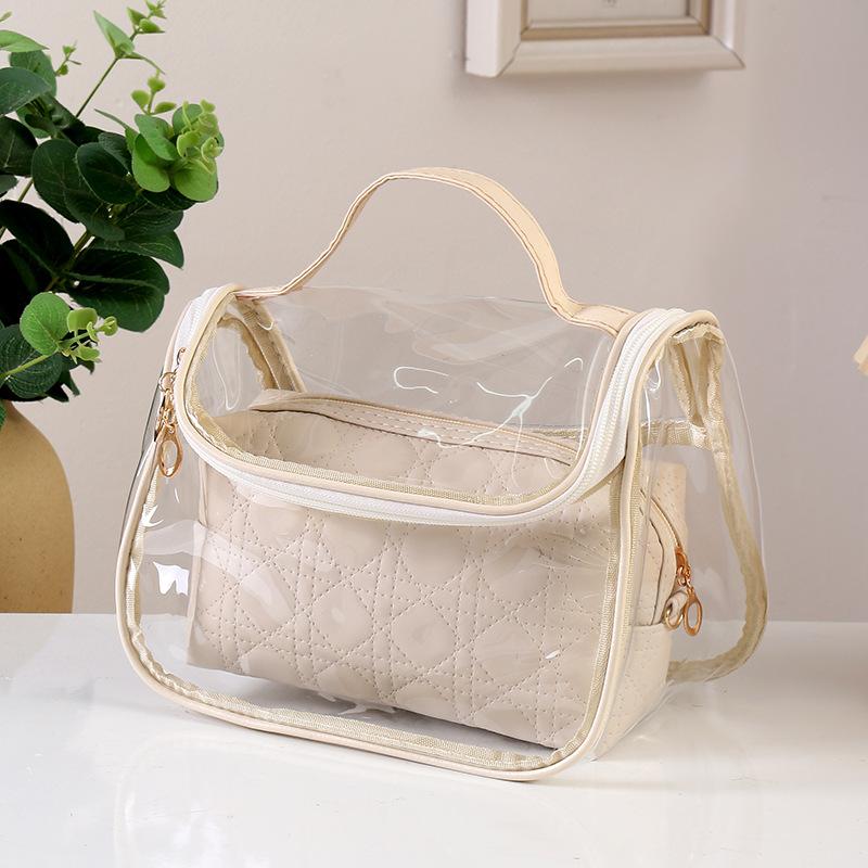 New Transparent Color Cosmetic Bag Simple Striped All-Matching Storage Bag Ladies Waterproof Practical Cosmetic Bag Wholesale