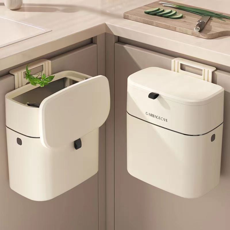 Kitchen Trash Can Hanging Household Wall Hanging Toilet Toilet Living Room Paper Basket Storage Buet with Lid Storage Buet Kitchen Waste