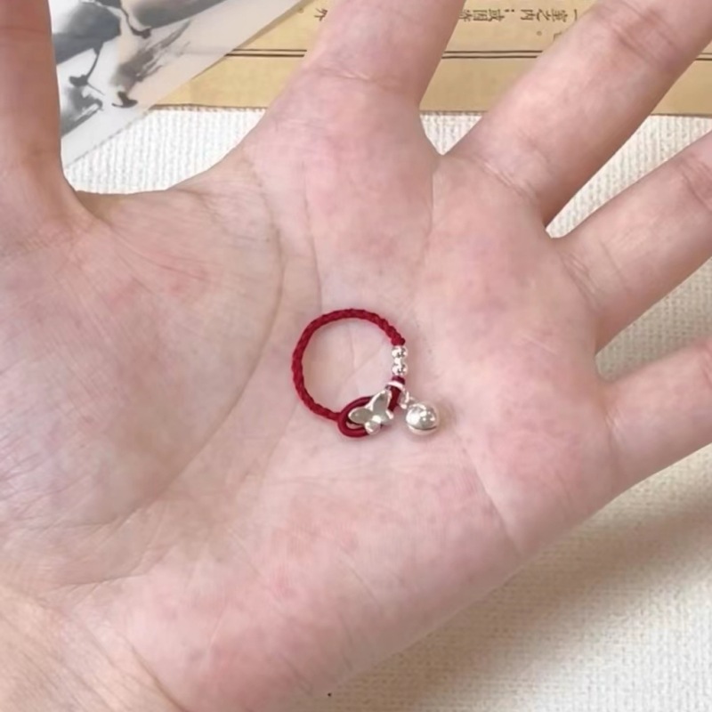 国潮新中式蝴蝶编绳戒指2024新款爆款手工编织一步一响高颜值绳戒