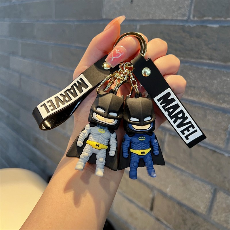 Creative Cartoon Batman Keychain Cute Black Bat Marvel Heroes Key Chain Men and Women Handbag Pendant Wholesale