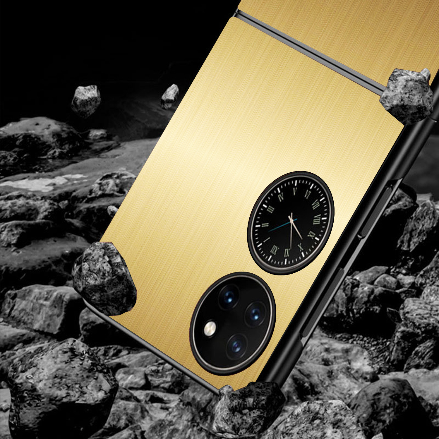 适用华为p50pocke五金不锈钢手机壳p50pocke拉丝金属折叠屏保护套