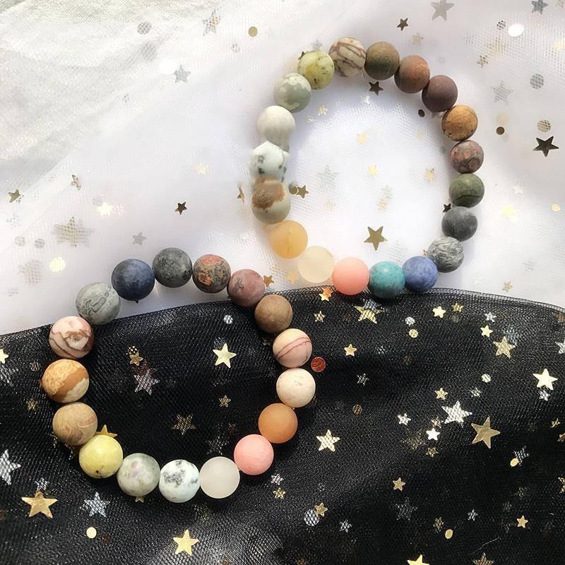 宇宙星球许愿磨砂天然石手串学生毕业礼手链男女情侣闺蜜生日