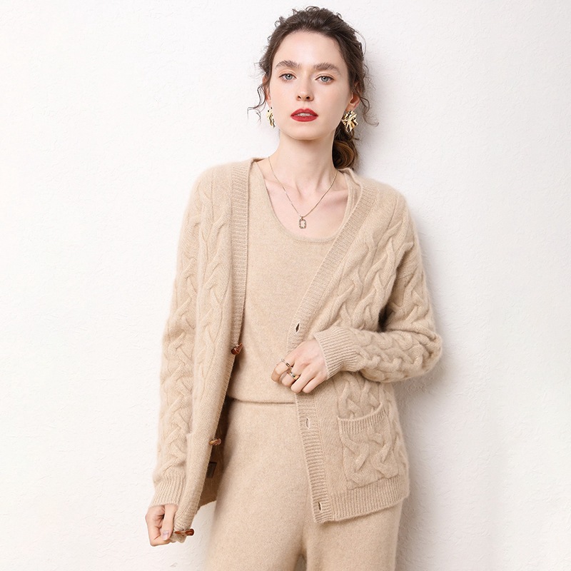 开衫重工山羊绒女宽松牛货v毛衣外套-阿里巴巴