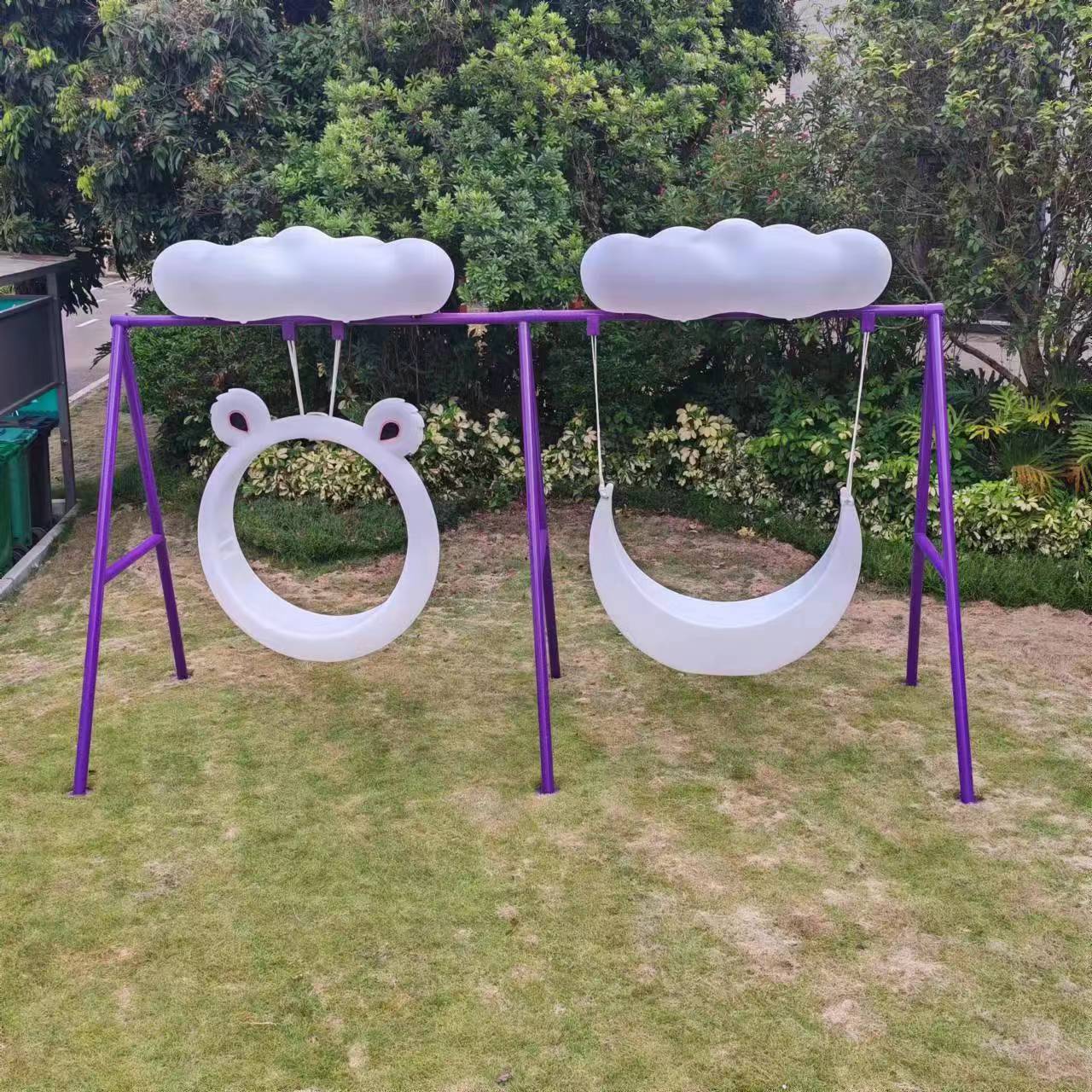 网红造型秋千户外庭院景区公园儿童吊椅大型多人网红云朵月亮秋千