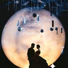 批发新款婚庆道具摆件发光月亮月球表面灯箱婚礼舞台摄像装饰梦幻