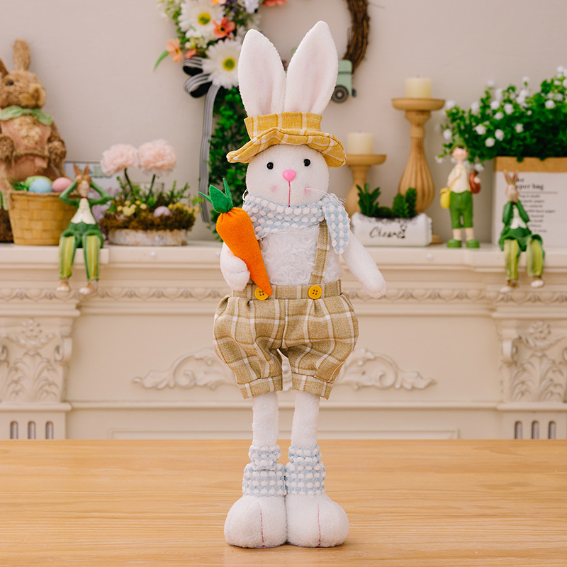 Easter Decorations Standing Rabbit Decoration Retractable Doll Arrangement Children's Gift Cute Rabbit Doll