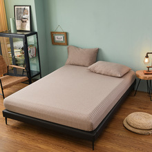 天竺棉床笠单件纯新品针织棉床单防滑1.2条纹纯色1.35 1.8床垫罩