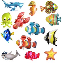 卡通鲨鱼章鱼热带鱼八爪鱼海马海星小丑鱼多利海洋系列铝膜气球