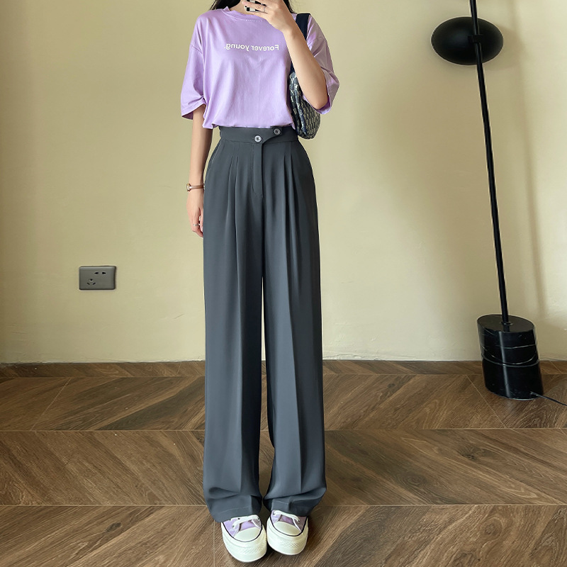 White Wide Leg Pants Women's Pants Spring/Summer New Draping Effect Mop Pants Women's Clothes Casual Pants Straight Suit Pants Women's Pants