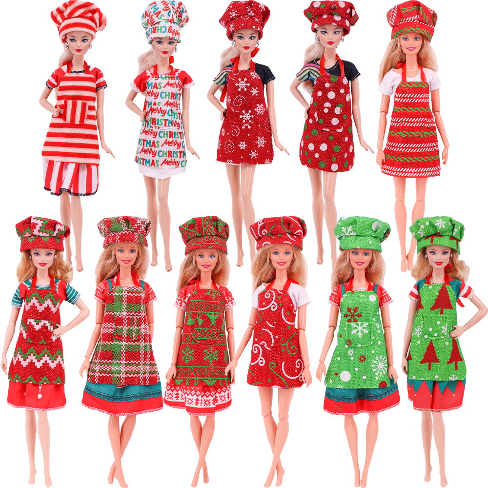Cross-Border Hot Selling Christmas Bookshelf Elf Doll's Clothing Accessories Chef Cap Apron Set Toy Factory Direct Sales
