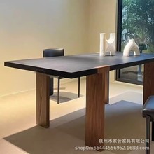 中古风实木家用餐桌诧寂风长方形北欧简约桌子设计师工作台洽谈桌