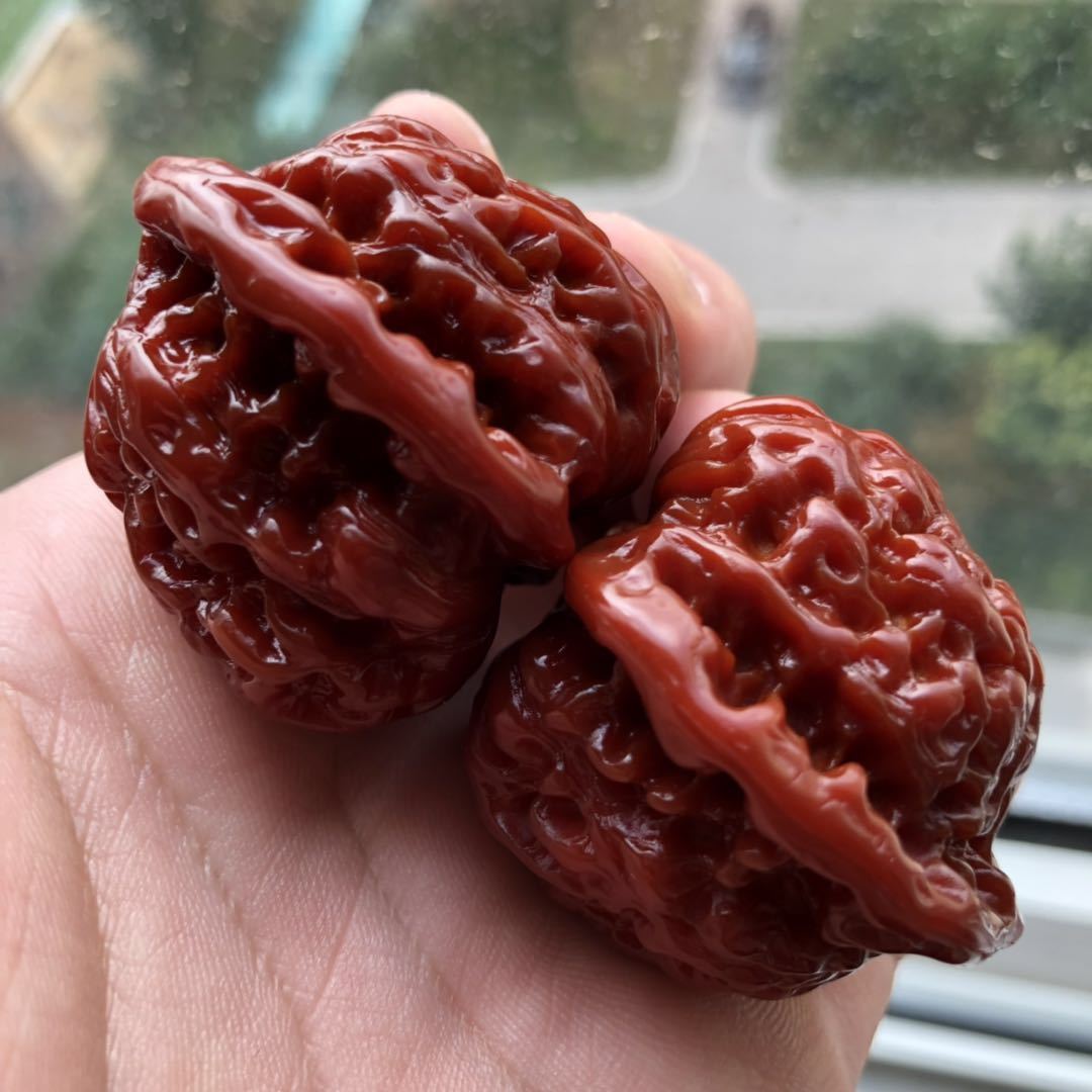 文玩核桃 天然机刷包浆玉化核桃 官帽核桃 把玩核桃尺寸46mm左右