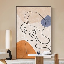 现代简约客厅装饰画抽象艺术线条沙发背景落地画人物入户玄关挂画