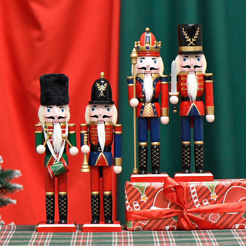 23 New 30cm Nutcracker Puppet Tin Soldier Doll Soldier Wood Nutcracker Foreign Trade in Stock Christmas Small Ornaments