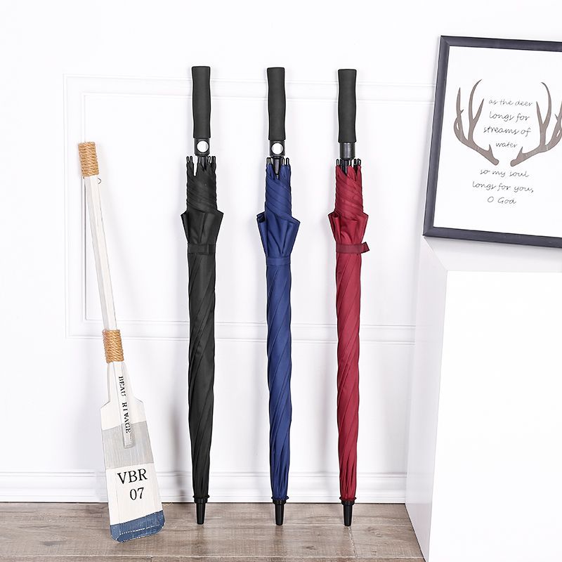 Full Fiber Golf Umbrella Automatic Opening Long Handle Umbrella Large Curved Handle Straight Pole Umbrella Business Double Gift Advertising Umbrella