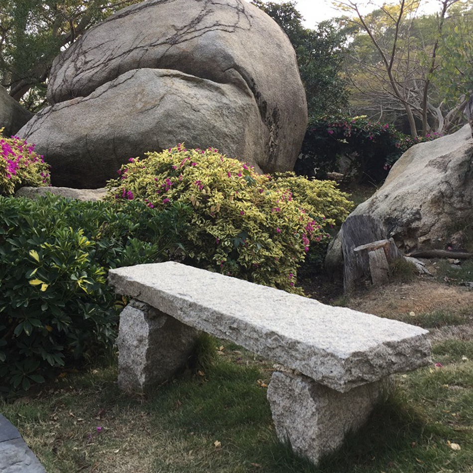 灰色花岗岩石凳户外休闲露台公园花园别墅歇脚天然石条凳长椅