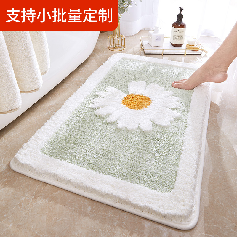 factory cartoon little daisy flocking ground mats household bathroom entrance carpet bathroom non-slip mat absorbent floor mat