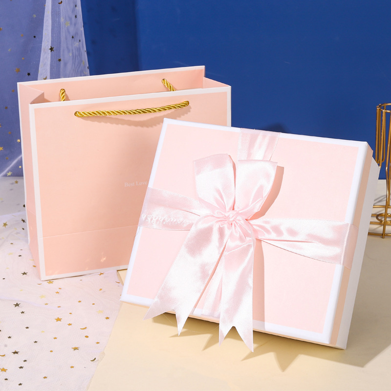 粉色蝴蝶结礼盒空盒礼品盒子生日礼物盒ins口红香水包装盒大号女