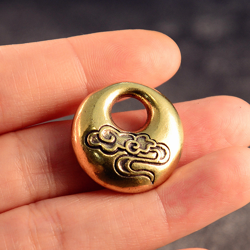黄铜平安扣祥云汽车钥匙扣挂件创意手机链吊坠男女钥匙背包挂饰