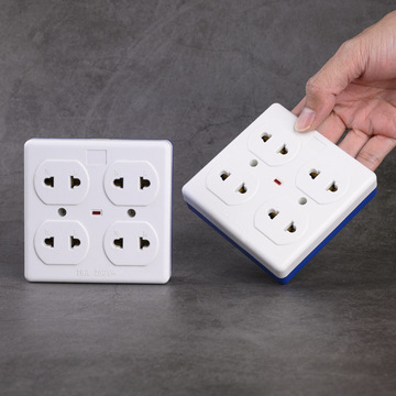 自主生产外贸方型八孔带灯插座 双排八孔 专销泰国柬埔寨老挝插座