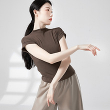 舞蹈练功服女装现代古典中国舞上衣修身短袖高领成人形体训练服装