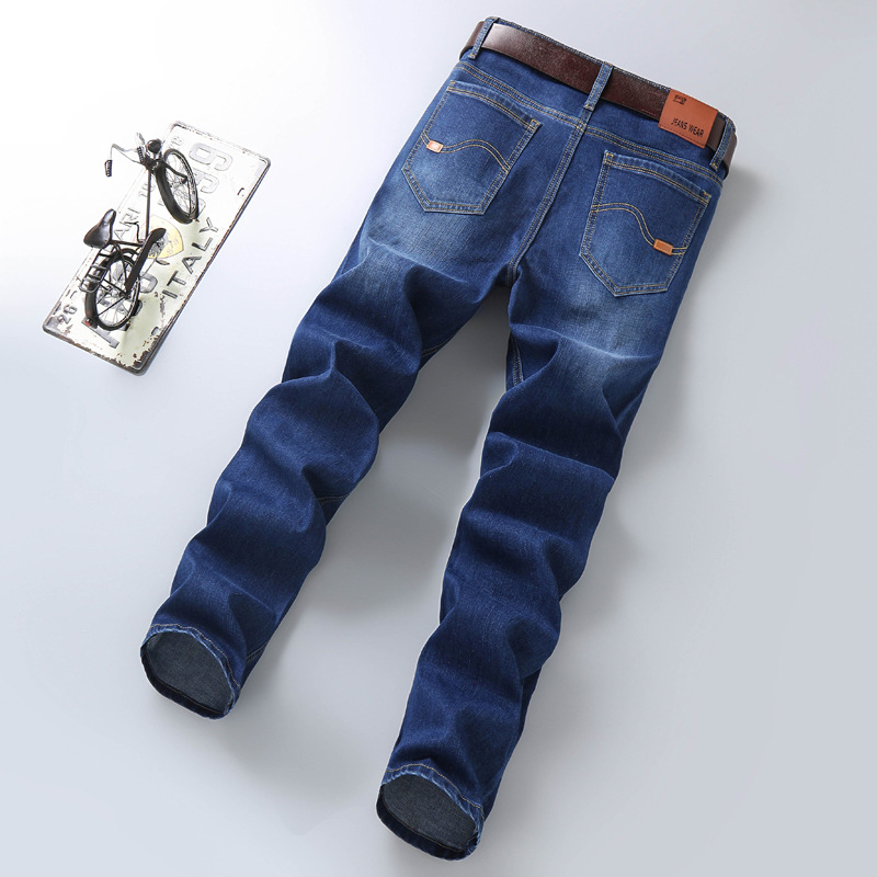 Foreign Trade Jeans Men's Pants Super Soft Skin-Friendly High-End Jeans Men's Winter Straight Loose Slim-Fit Pants Manufacturer