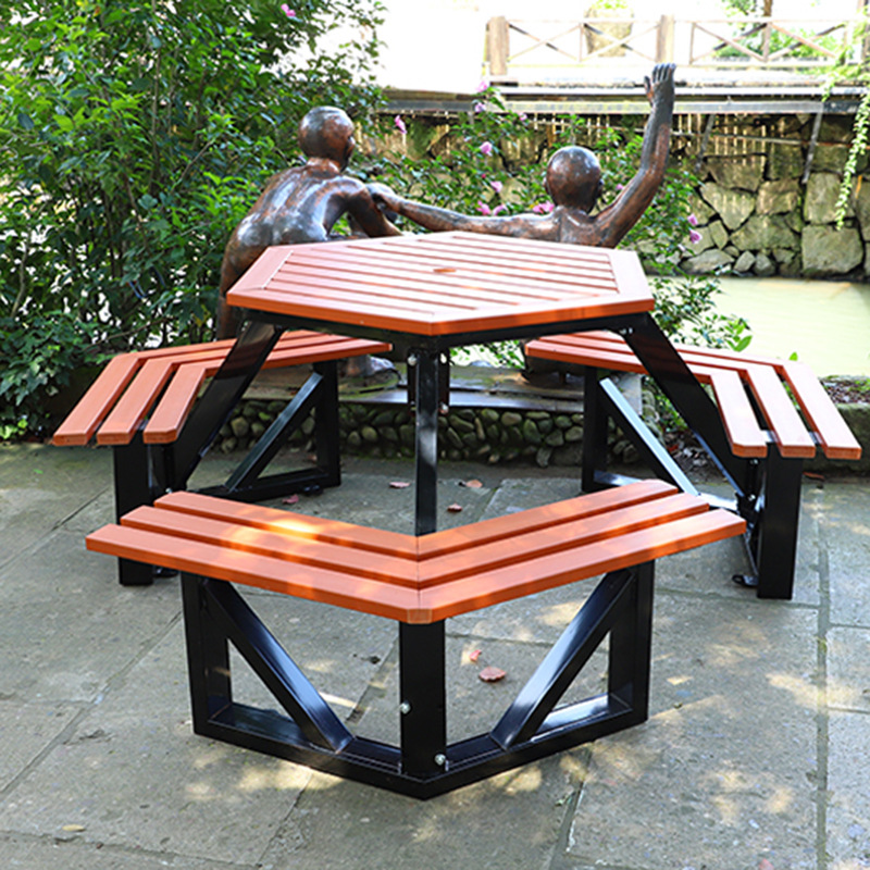 户外休闲桌椅公园组合套桌小区象棋牌桌庭院社区活动防腐木塑木桌