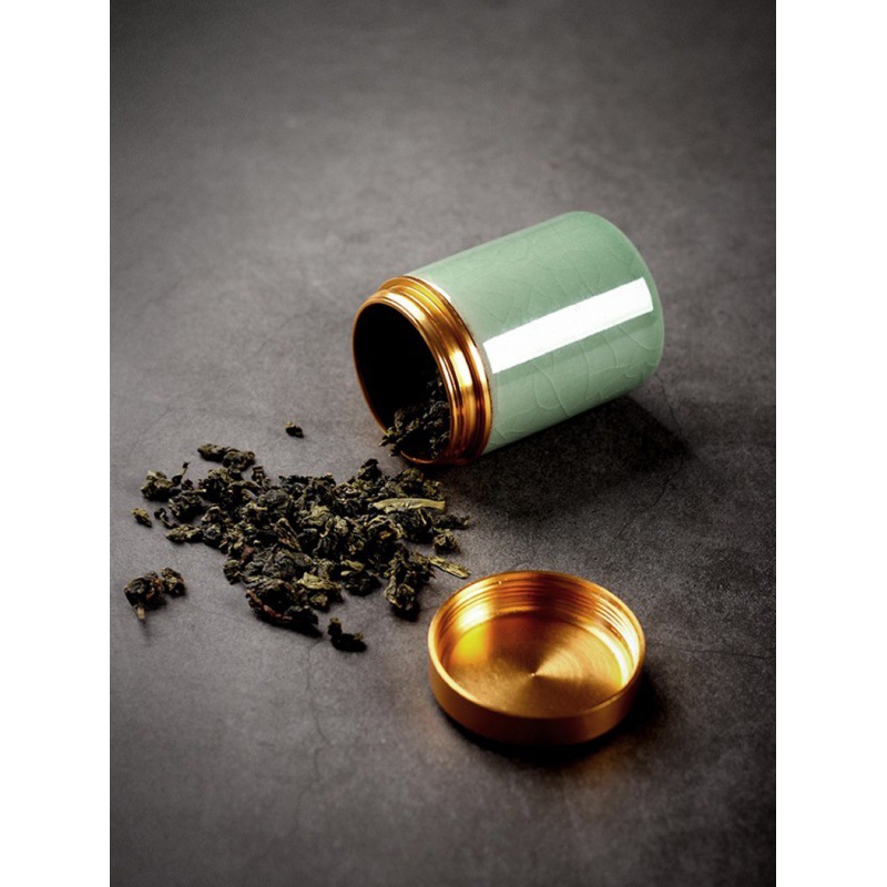 小罐茶空罐茶叶罐陶瓷仓小号旅行金属青瓷密封罐茶叶包装礼盒