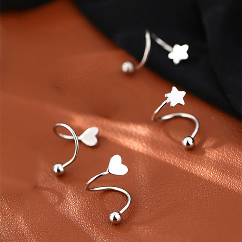 Spring Screw Stud Earrings Women's Sterling Silver Wholesale Ear Rings Senior Niche XINGX Earrings Elegant Heart Ear Bone Stud