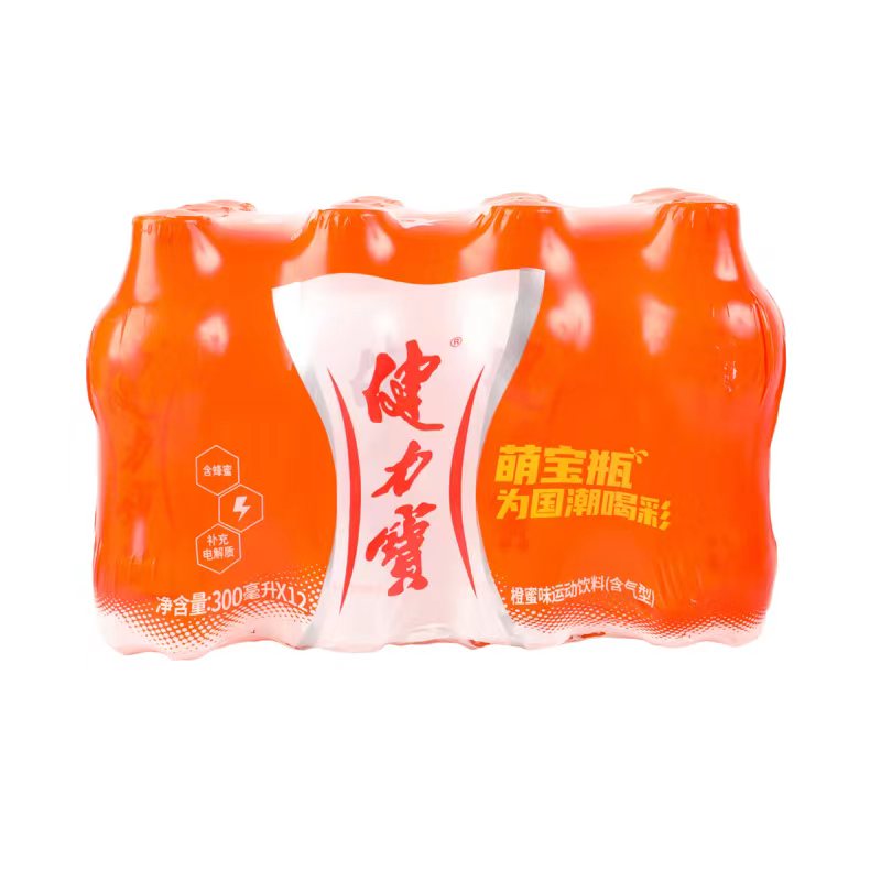 健力宝橙蜜味运动碳酸饮料300ml*6瓶12瓶装萌宝瓶迷你瓶运动饮料