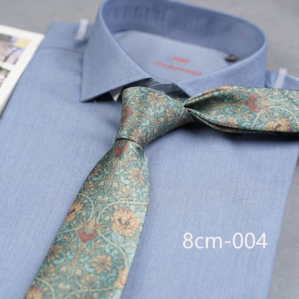 Men's Wide Version 8cm Printed Hand Tie Floral European and American Leisure Retro Trendy Factory Direct Supply in Stock