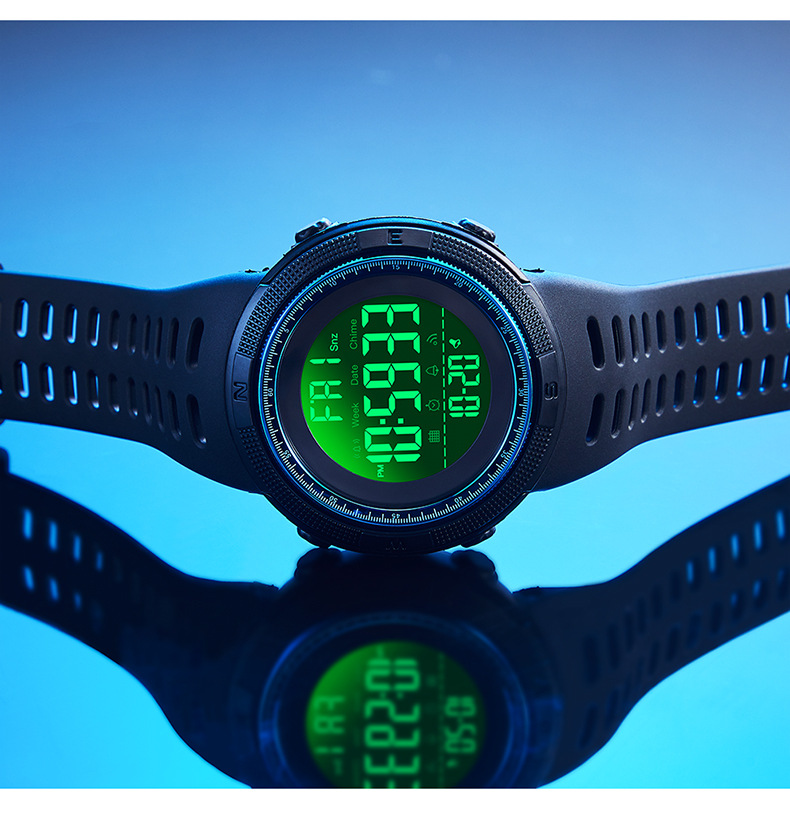 时刻美户外时尚夜光运动电子表多功能个性夜光男款学生手表防水表