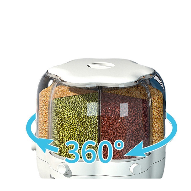 Grain Storage Box, Rotating and Sealed Rice Storage Bucket