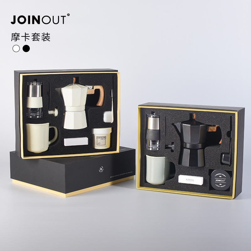 手摇磨豆机套装 摩卡壶六件套咖啡礼盒手磨咖啡机套装礼盒-阿里巴巴